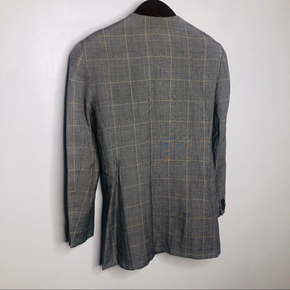 Christian Dior Vintage Plaid Check Button Blazer 8 Retro Double Structured Black - Picture 3 of 7